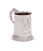 A GEORGE III SILVER SLIGHTLY TAPERING MUG
