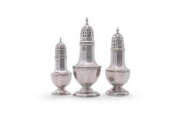 A SILVER OCTAGONAL BALUSTER CASTOR