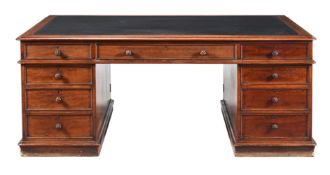 A VICTORIAN MAHOGANY PEDESTAL PARTNER'S DESKCIRCA 1880One drawer stamped for JAMES WINTER & SONS