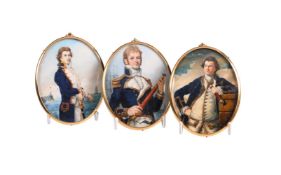 λ MICHAEL BARTLETT RMS (1922-2008), A GROUP OF THREE PORTRAIT MINIATURES OF NAVAL OFFICERS