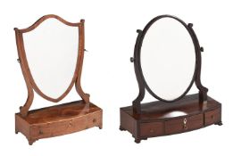 TWO GEORGE III MAHOGANY DRESSING MIRRORS