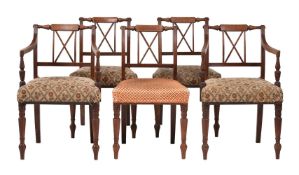 A SET OF FIVE GEORGE III MAHOGANY DINING CHAIRS