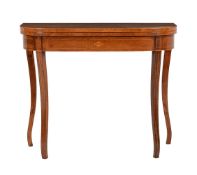 Y A REGENCY ROSEWOOD AND LINE INLAID CARD TABLE
