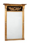 A REGENCY GILTWOOD AND EBONISED PIER MIRROR