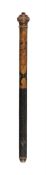 A DATED GEORGE III TURNED AND PAINTED WOOD LONG TRUNCHEON