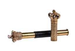 Y A VICTORIAN BRASS AND EBONY TIPSTAFF