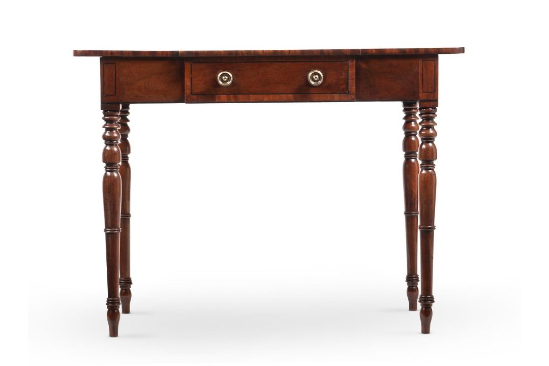 Y A REGENCY MAHOGANY AND EBONY LINE INLAID BREAKFRONT SIDE TABLE - Image 1 of 4