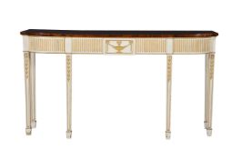 A PAINTED AND PARCEL GILT SERVING TABLE IN GEORGE III STYLE