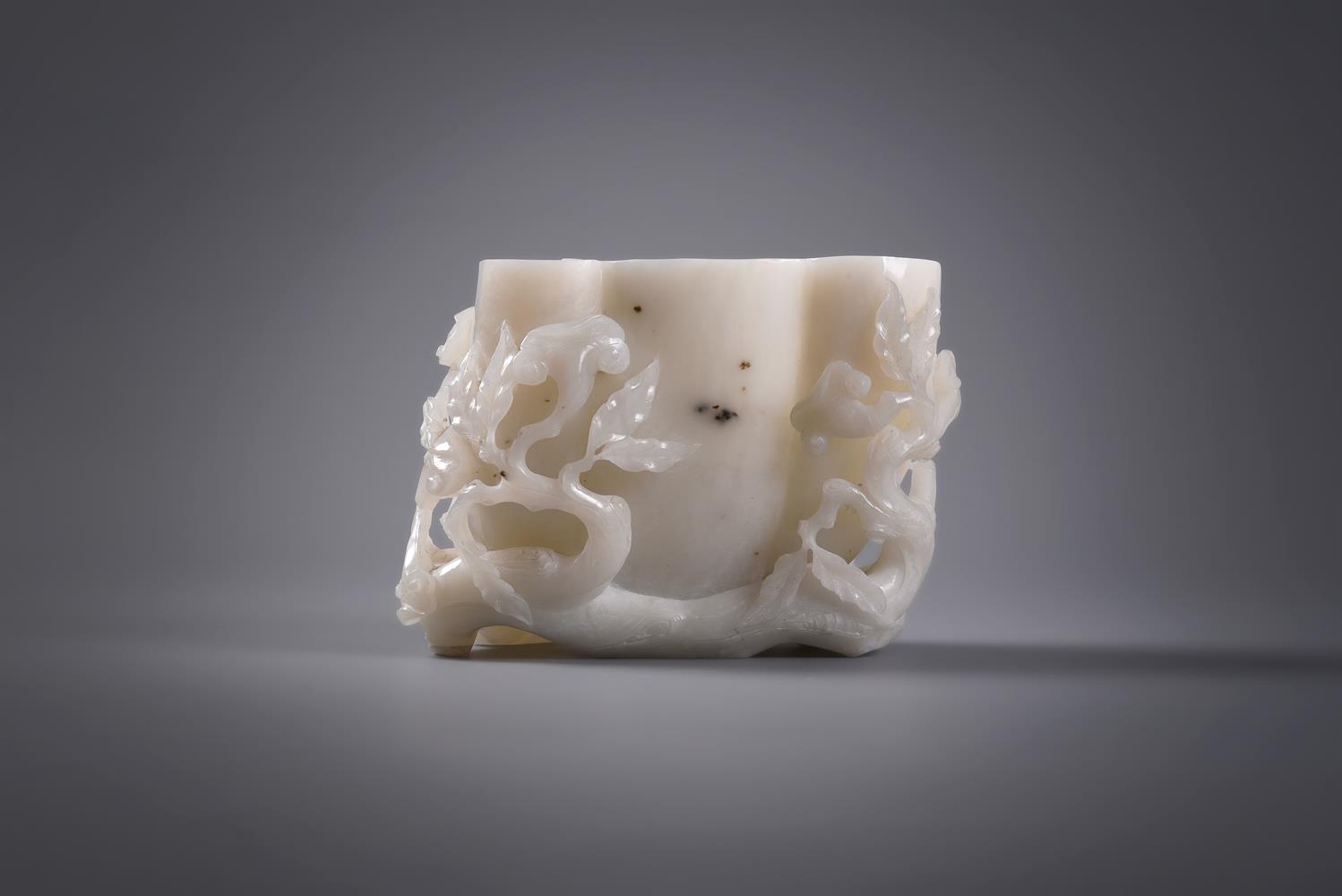 A Chinese white jade 'Lingzhi' brush washer - Image 3 of 6