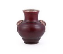 A Chinese flambé twin-handled vase
