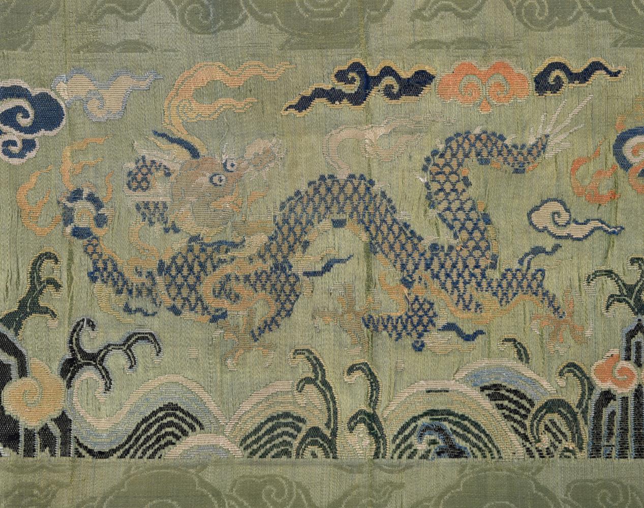 A Chinese 'Dragon' brocade and damask panel - Image 2 of 4