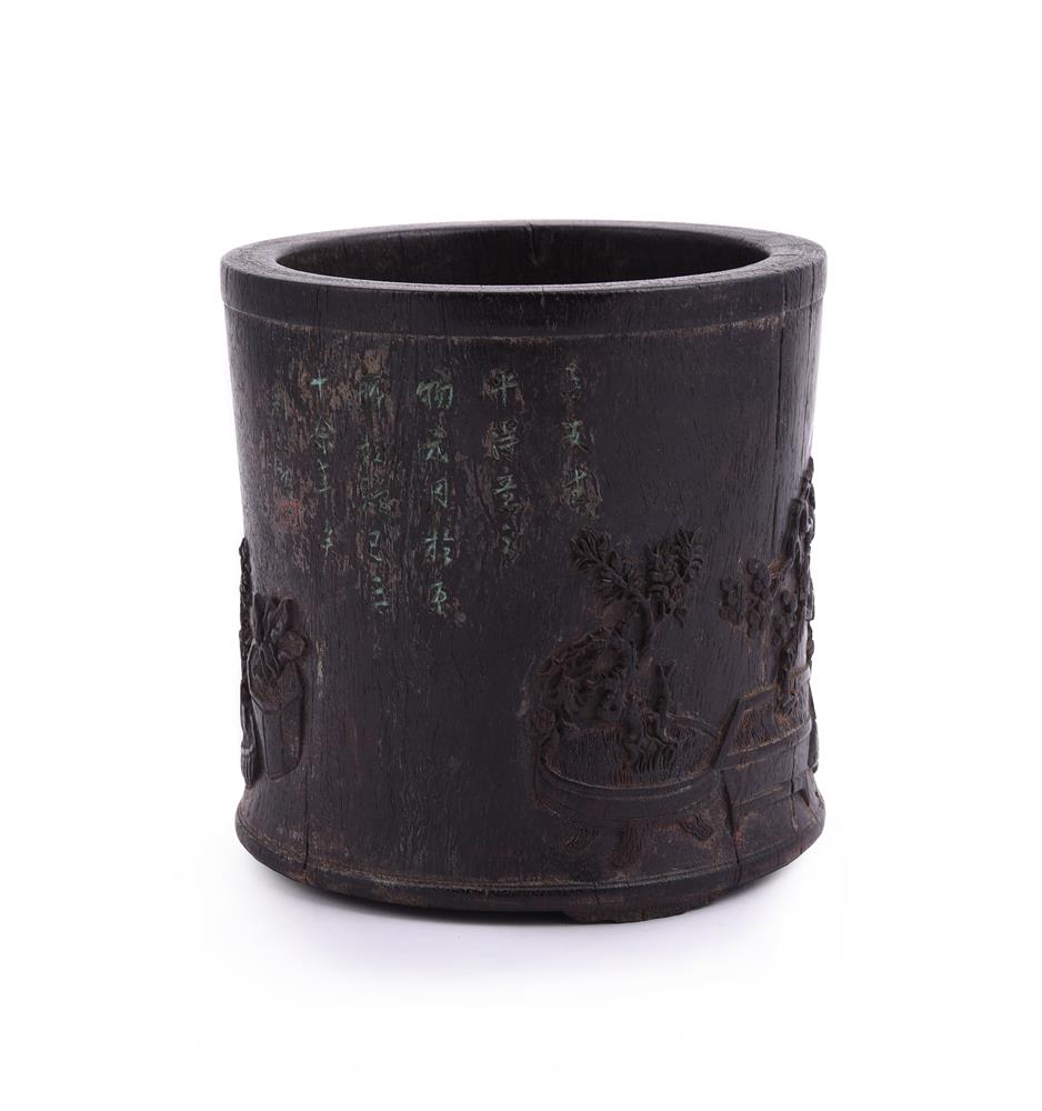 A large Chinese zitan brush pot