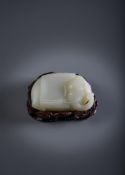 A Chinese white jade elephant