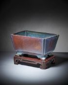 An unusual Chinese yixing jun-glazed jardinière