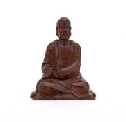 A Chinese carved hardwood figure of damo