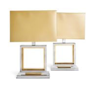 A PAIR OF ITALIAN CHROME AND BRASS TABLE LAMPS, CIRCA 1970