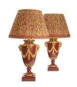 AN ORNATE PAIR OF NEOCLASSICAL ORMOLU MOUNTED RED MARBLE URNS FRENCH, CIRCA 1860