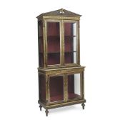 Y A NAPOLEON III NEOCLASSICAL EBONY AND BOULLE WORK DISPLAY BOOKCASE FRENCH