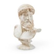 AN ITALIAN PLASTER BUST OF THE ARTEMISION BRONZE, MID 20TH CENTURY