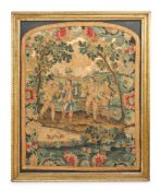 A FRAMED TAPESTRY FRAGMENT, PROBABLY LATE 17TH/EARLY 18TH CENTURY