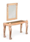 A LIMED WOOD WALL MIRROR