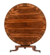 Y A GEORGE IV ROSEWOOD AND BRASS INLAID CENTRE TABLE