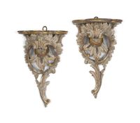 A PAIR OF GEORGE II GILTWOOD WALL BRACKETS, CIRCA 1755-1765