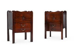 A MATCHED PAIR OF GEORGE III MAHOGANY BEDSIDE COMMODES, CIRCA 1780