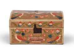 A FRENCH POLYCHROME PAINTED POPLAR MARRIAGE CHEST, LATE 18TH OR EARLY 19TH CENTURY