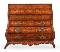 A DUTCH WALNUT AND FLORAL MARQUETRY BUREAU, LATE 18TH CENTURY