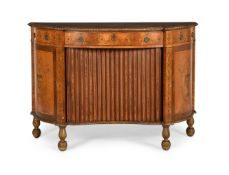 Y A SATINWOOD, NEOCLASSICAL MARQUETRY AND PARCEL GILT COMMODE OR SIDE CABINET, 19TH CENTURY