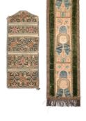 A NEEDLEWORK TABLE RUNNER, 17TH CENTURY AND A NEEDLEWORK POCKET WALL HANGING