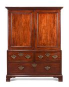 AN EARLY GEORGE MAHOGANY CLOTHES PRESS, CIRCA 1760