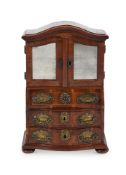 A CONTINENTAL WALNUT AND LINE INLAID MINIATURE OR APPRENTICE BUREAU CABINET, MID 18TH CENTURY