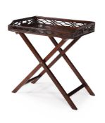 A GEORGE III MAHOGANY BUTLER'S TRAY ON STAND, CIRCA 1780