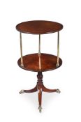 A GEORGE III MAHOGANY AND GILT BRASS TWO TIER ETAGERE, CIRCA 1800