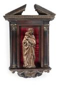 A GOTHIC CARVED ALABASTER FIGURE OF THE VIRGIN AND CHILD, 14TH CENTURY