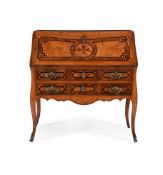 A MALTESE WALNUT, BURR WALNUT, FRUITWOOD AND EBONISED BUREAU, SECOND HALF 18TH CENTURY