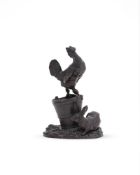JULES MOIGNIEZ (FRENCH, 1835-1894), A BRONZE MODEL GROUP OF THE RABBIT AND THE COCKEREL