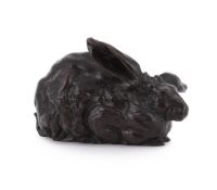 FERDINAND PAUTROT (FRENCH, 1832-1874), A BRONZE MODEL OF A RABBIT