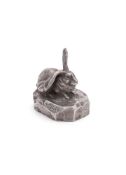 HOLLET (FRENCH, LATE 19TH/EARLY 20TH CENTURY), A SILVERED BRONZE MODEL OF A RABBIT