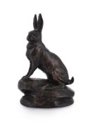CLOVIS-EDMOND MASSON (FRENCH, 1838-1913), A BRONZE MODEL OF AN ALERT HARE