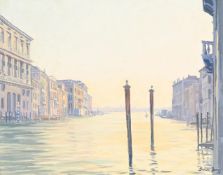 λ JULIAN BARROW (BRITISH 1939-2013), THE GRAND CANAL, VENICE, EARLY MORNING