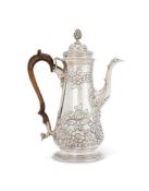 A GEORGE III SILVER BALUSTER COFFEE POT