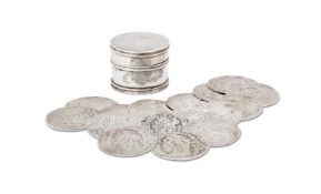 SOVEREIGNS OF ENGLAND, SIXTEEN 17TH CENTURY SILVER GAMING COUNTERS, SIMON VAN DE PASSE, CIRCA 1630