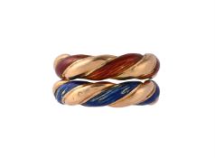 TWO FRENCH ENAMEL RINGS