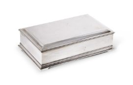 A SILVER MOUNTED RECTANGULAR CIGARETTE BOX