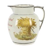 A STAFFORDSHIRE PEARLWARE COMMEMORATIVE JUG