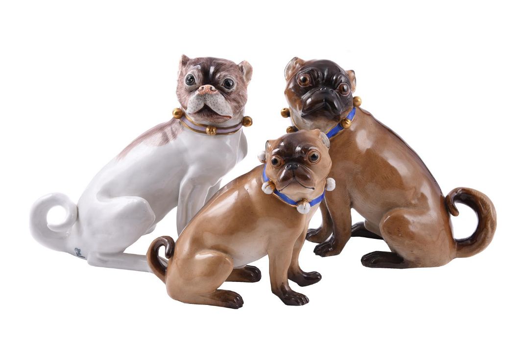 A MEISSEN MODEL OF A PUG AFTER THE ORIGINAL MODEL BY KANDLER AND REINICKE - Image 1 of 2