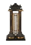 A LATE VICTORAIN OXIDISED AND SILVERED BRASS DESK THERMOMETER